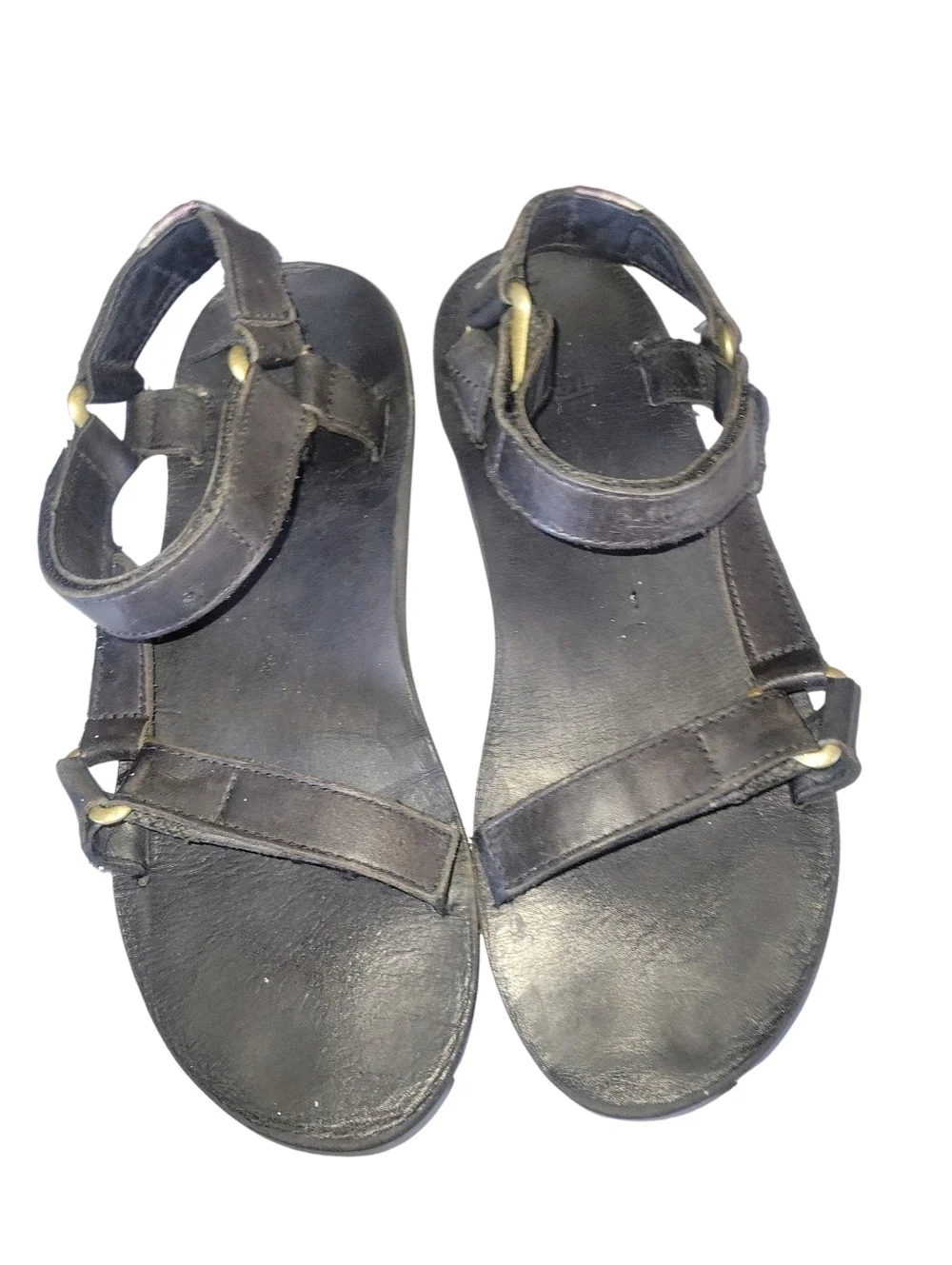 Teva Women's Black Adjustable Leather Strap Sandals